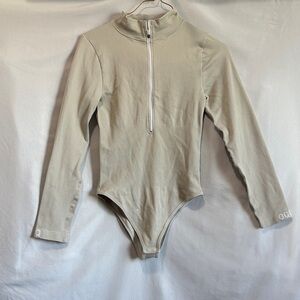 Elegant Beige Long Sleeve Bodysuit LL157